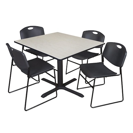 Cain Cain Square Table & Chair Set, Wood, Metal, Polypropylene Top TB4848PL44BK